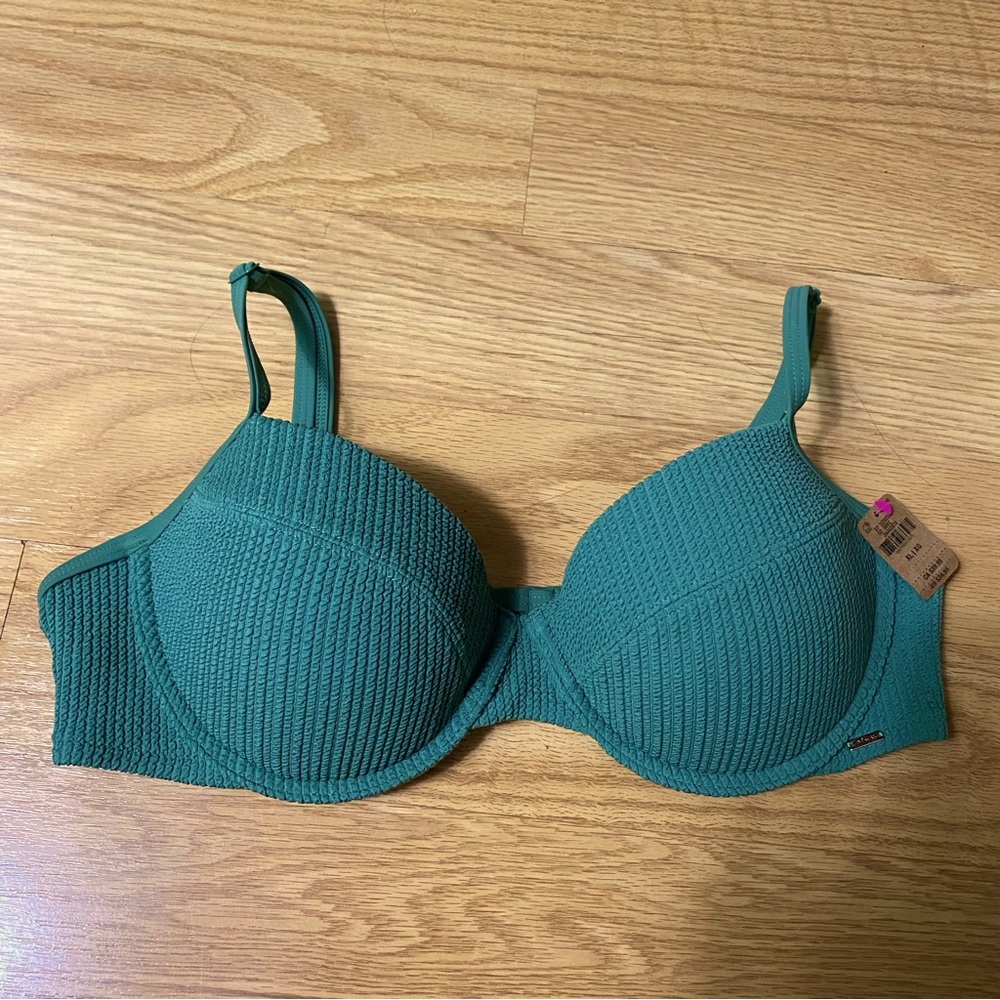 NWT PINK Olive Green Push Up Padded Swim Top